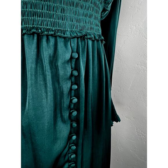 ROMANTIC LONG SLEEVE TEAL MIDI DRESS (Womans: Small) - Picture 4 of 12